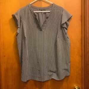 Adrianna Papell Black and White Striped Blouse